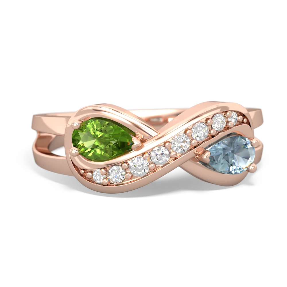 Peridot Diamond Infinity 14K Rose Gold ring R5390