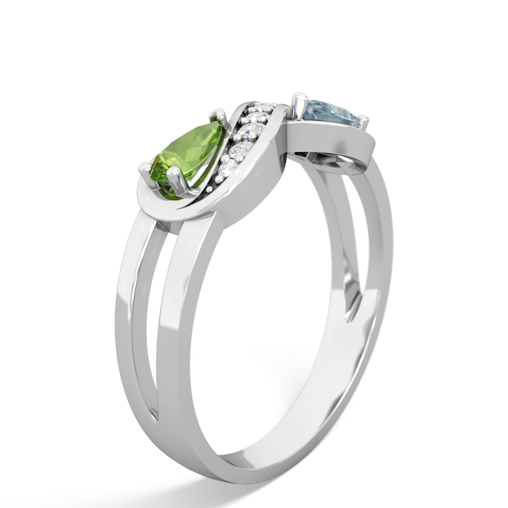 Peridot Diamond Infinity 14K White Gold ring R5390