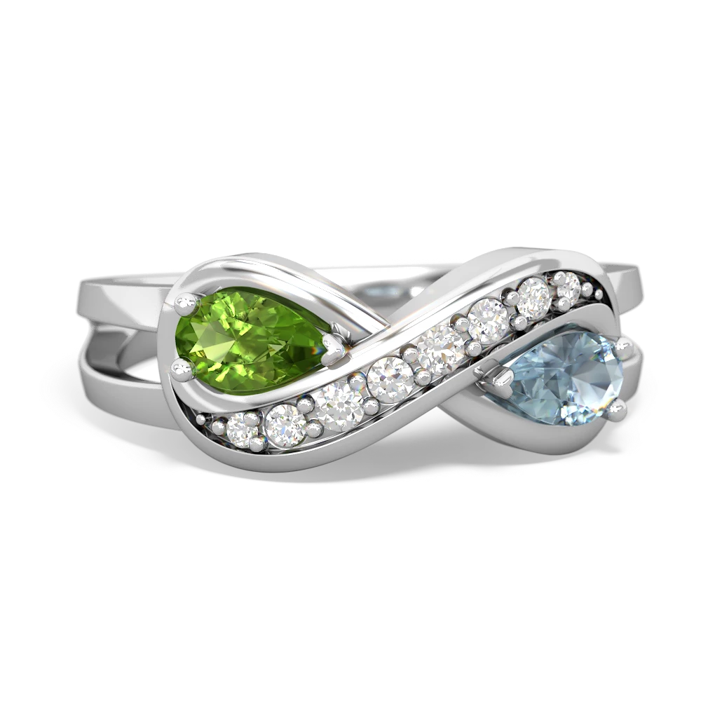 Peridot Diamond Infinity 14K White Gold ring R5390