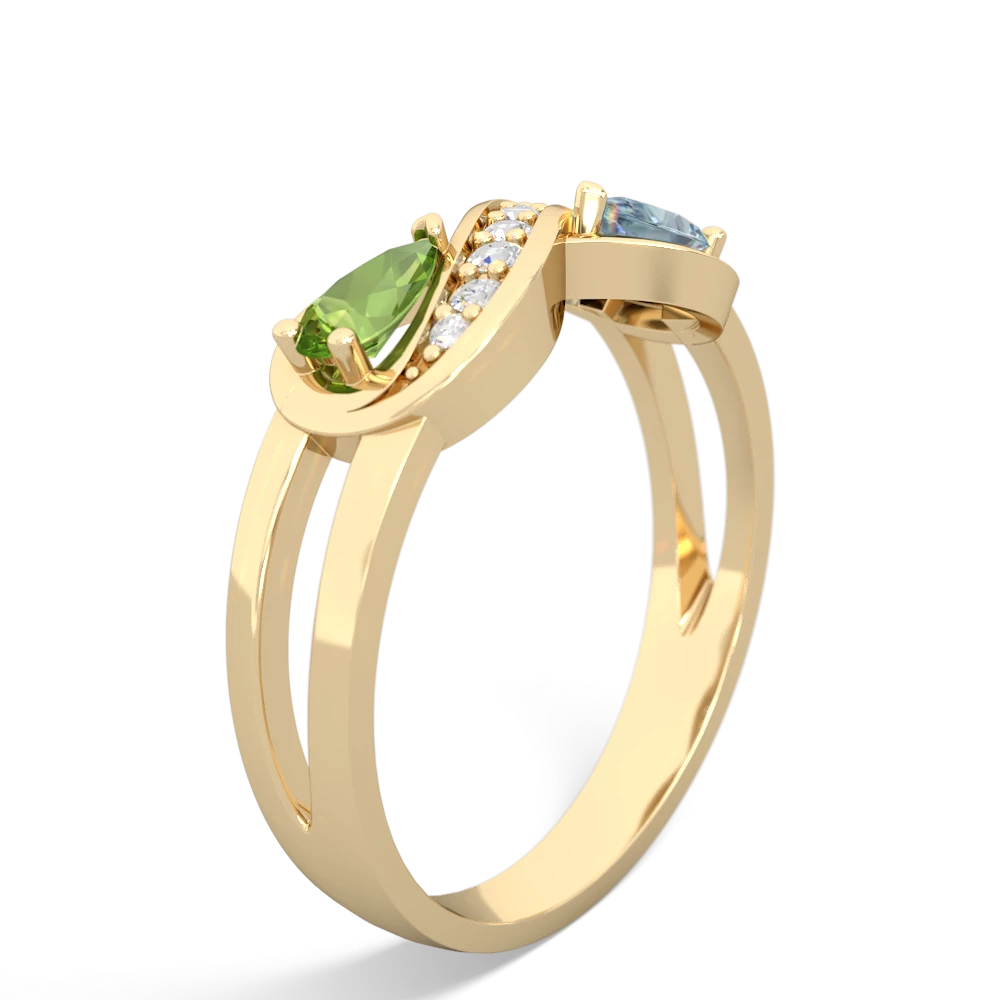 Peridot Diamond Infinity 14K Yellow Gold ring R5390