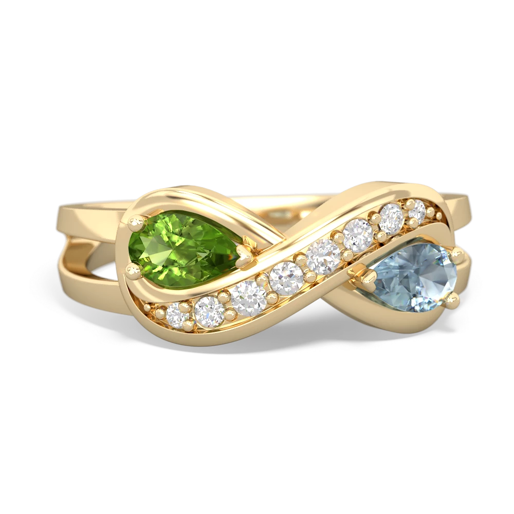 Peridot Diamond Infinity 14K Yellow Gold ring R5390