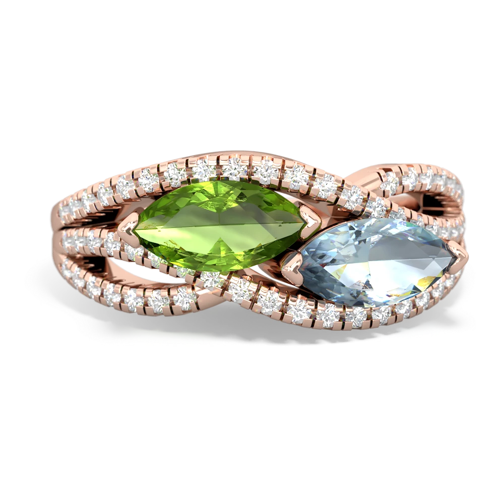 Peridot Diamond Rivers 14K Rose Gold ring R3070