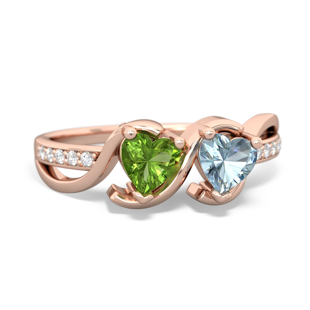 Peridot Side By Side 14K Rose Gold ring R3090