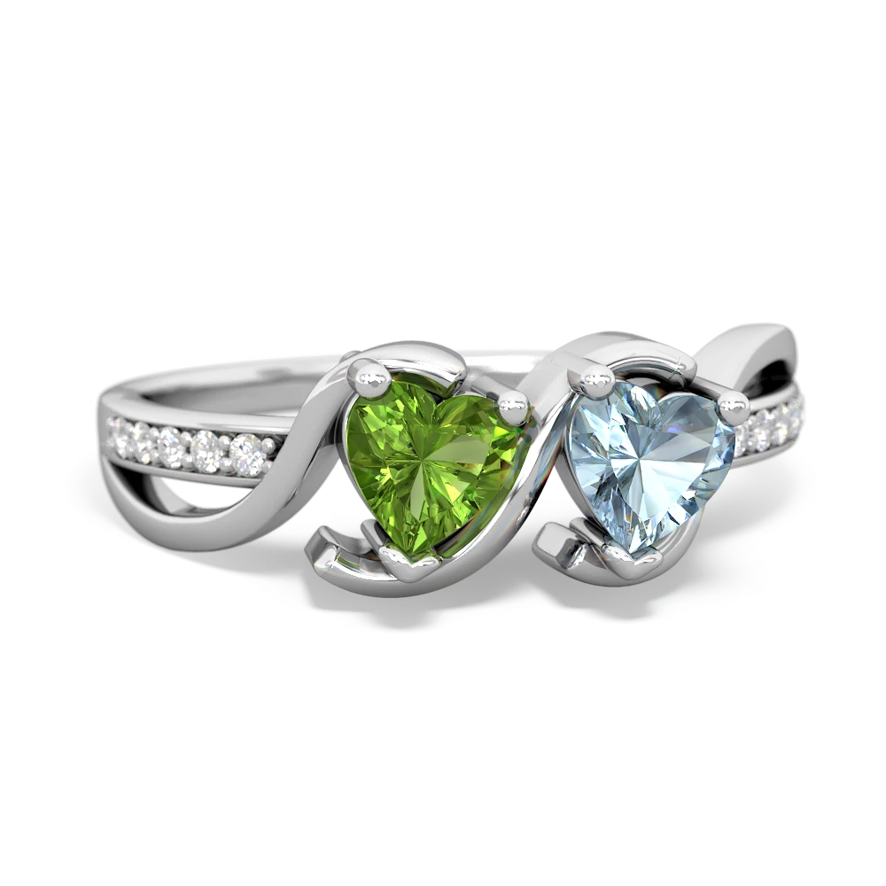 Peridot Side By Side 14K White Gold ring R3090