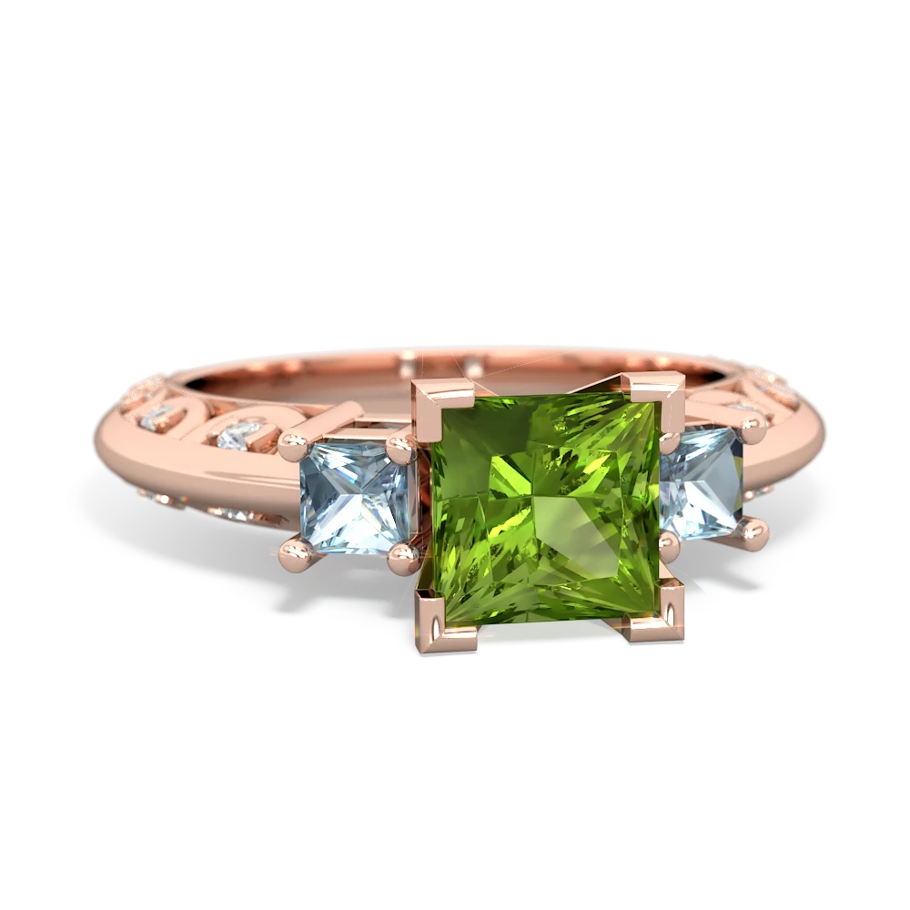 Peridot Eternal Embrace Engagement 14K Rose Gold ring C2001