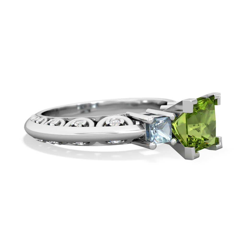 Peridot Eternal Embrace Engagement 14K White Gold ring C2001