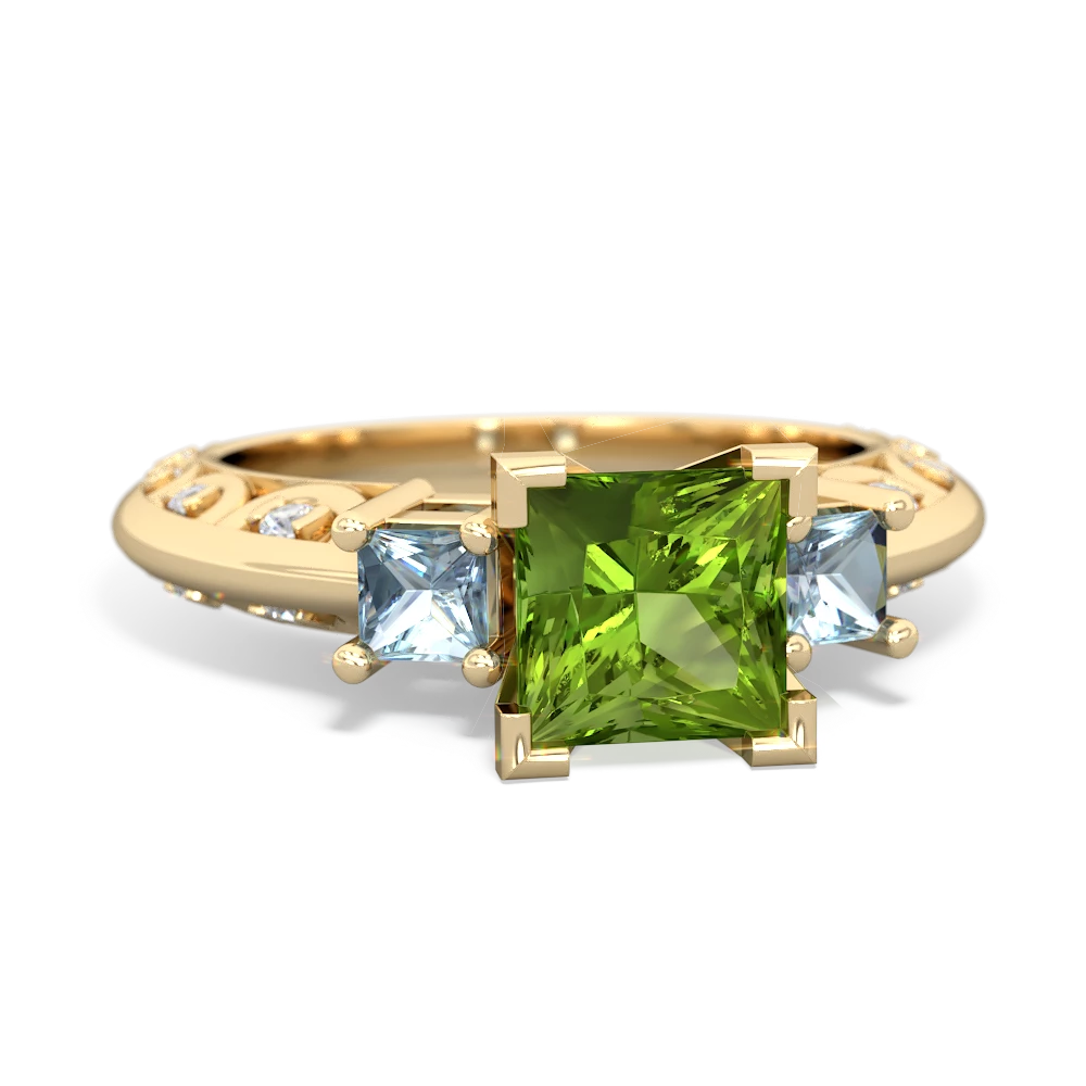 Peridot Eternal Embrace Engagement 14K Yellow Gold ring C2001