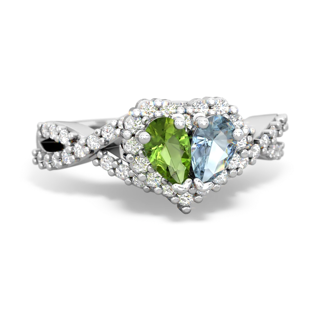 Peridot Diamond Twist 'One Heart' 14K White Gold ring R2640HRT