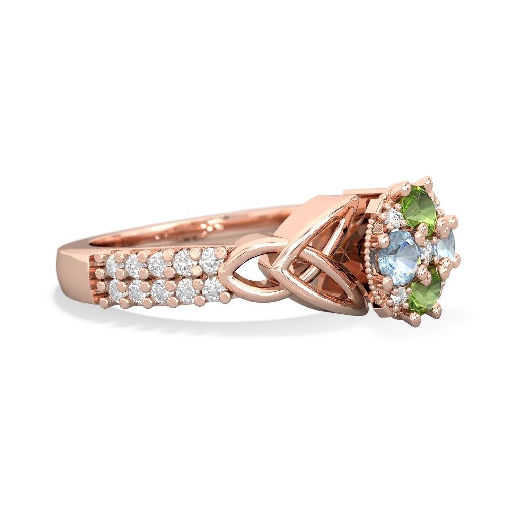 Peridot Celtic Knot Cluster Engagement 14K Rose Gold ring R26443RD