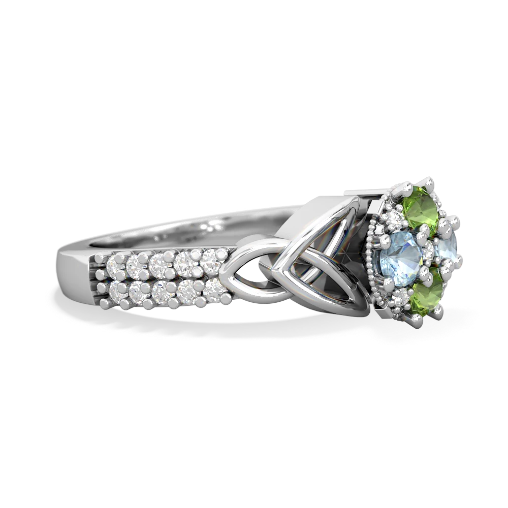 Peridot Celtic Knot Cluster Engagement 14K White Gold ring R26443RD