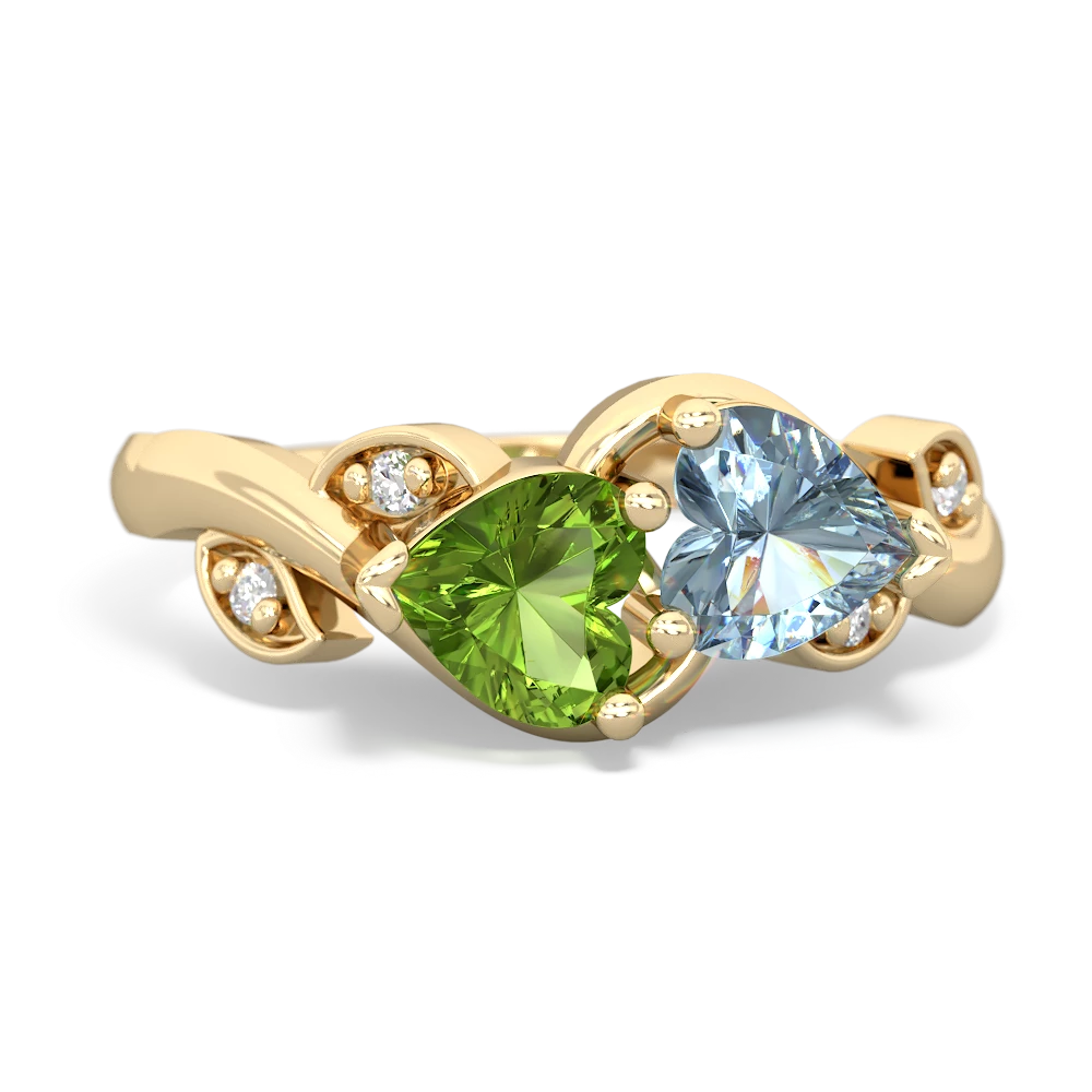 Peridot Floral Elegance 14K Yellow Gold ring R5790