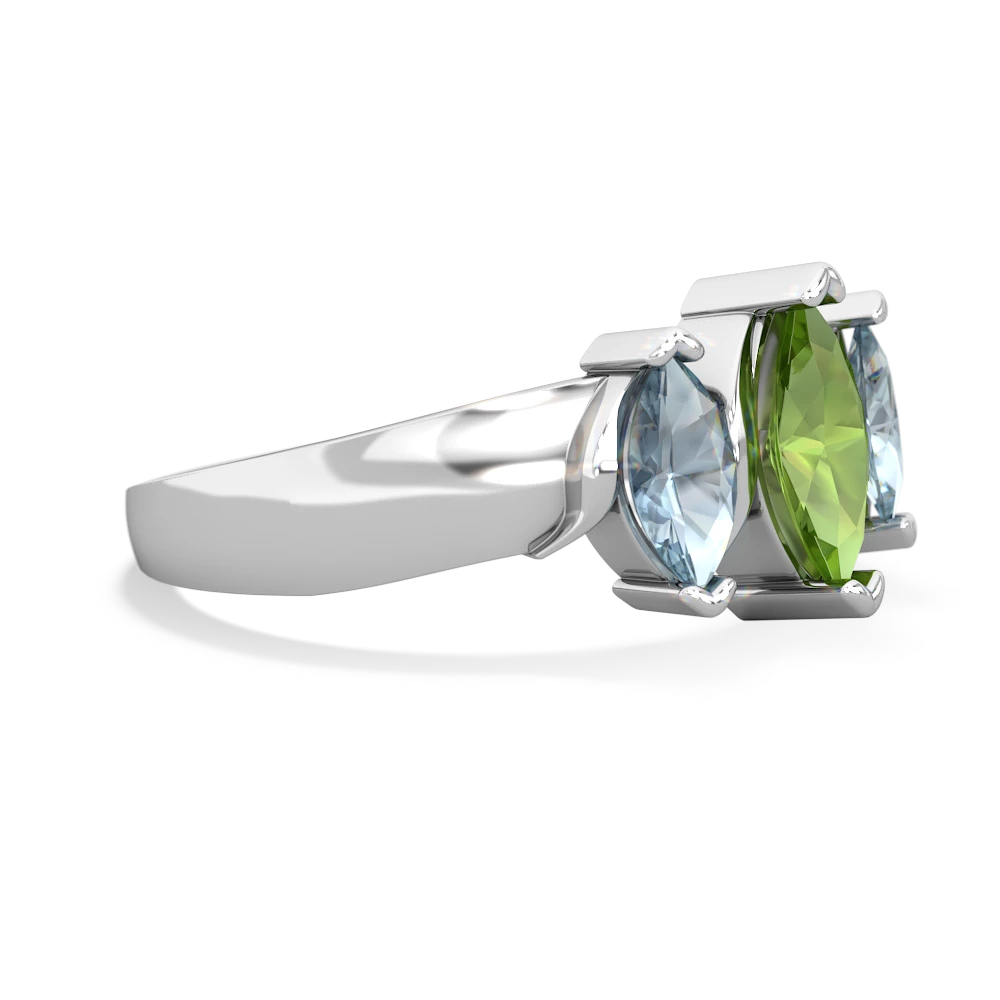 Peridot Three Peeks 14K White Gold ring R2433