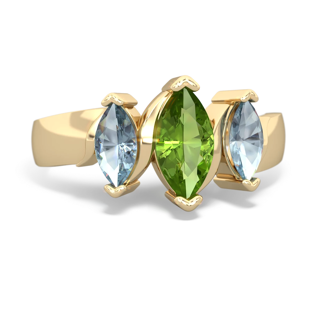 Peridot Three Peeks 14K Yellow Gold ring R2433