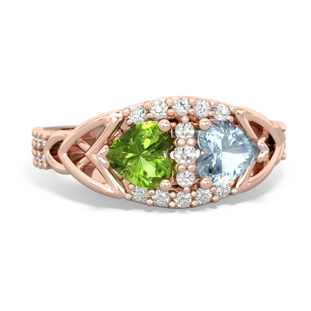 Peridot Sparkling Celtic Knot 14K Rose Gold ring R2645