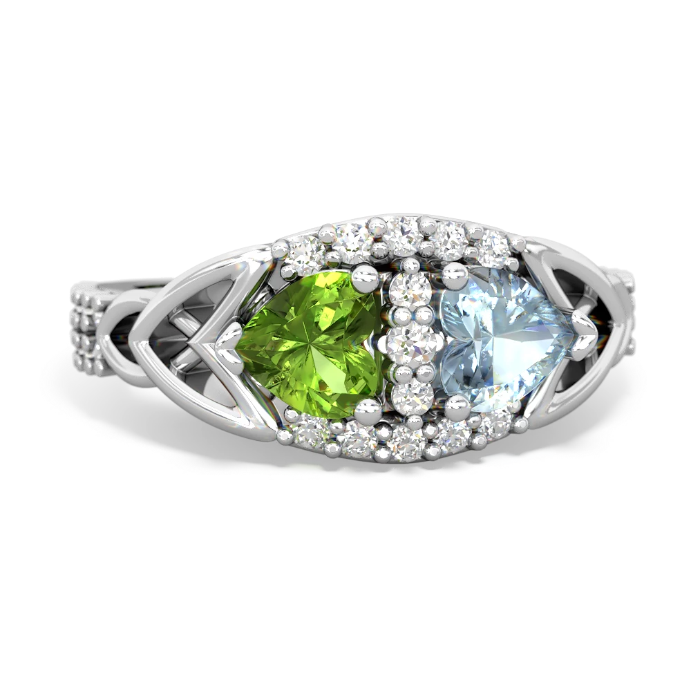 Peridot Sparkling Celtic Knot 14K White Gold ring R2645