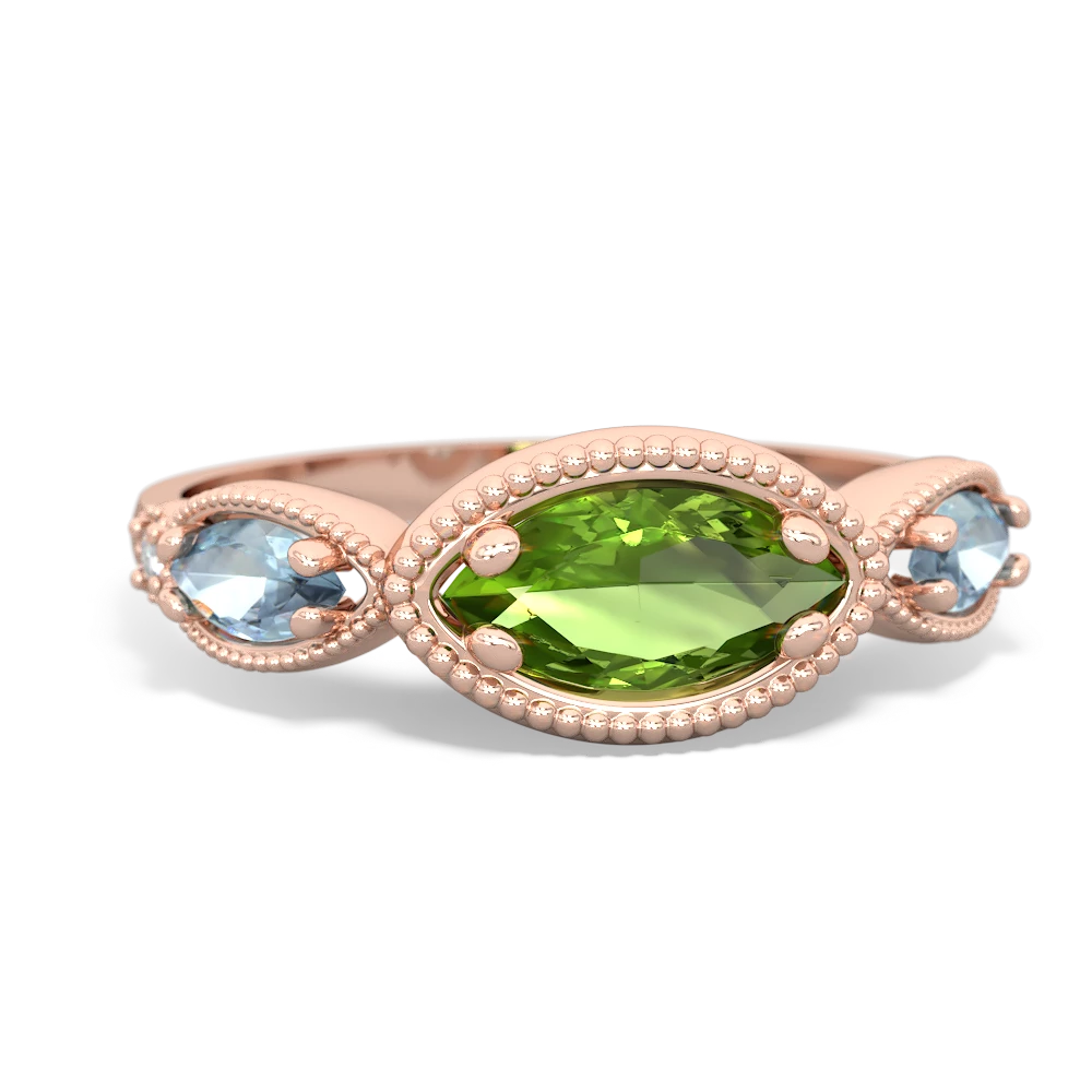 Peridot Milgrain Marquise 14K Rose Gold ring R5700