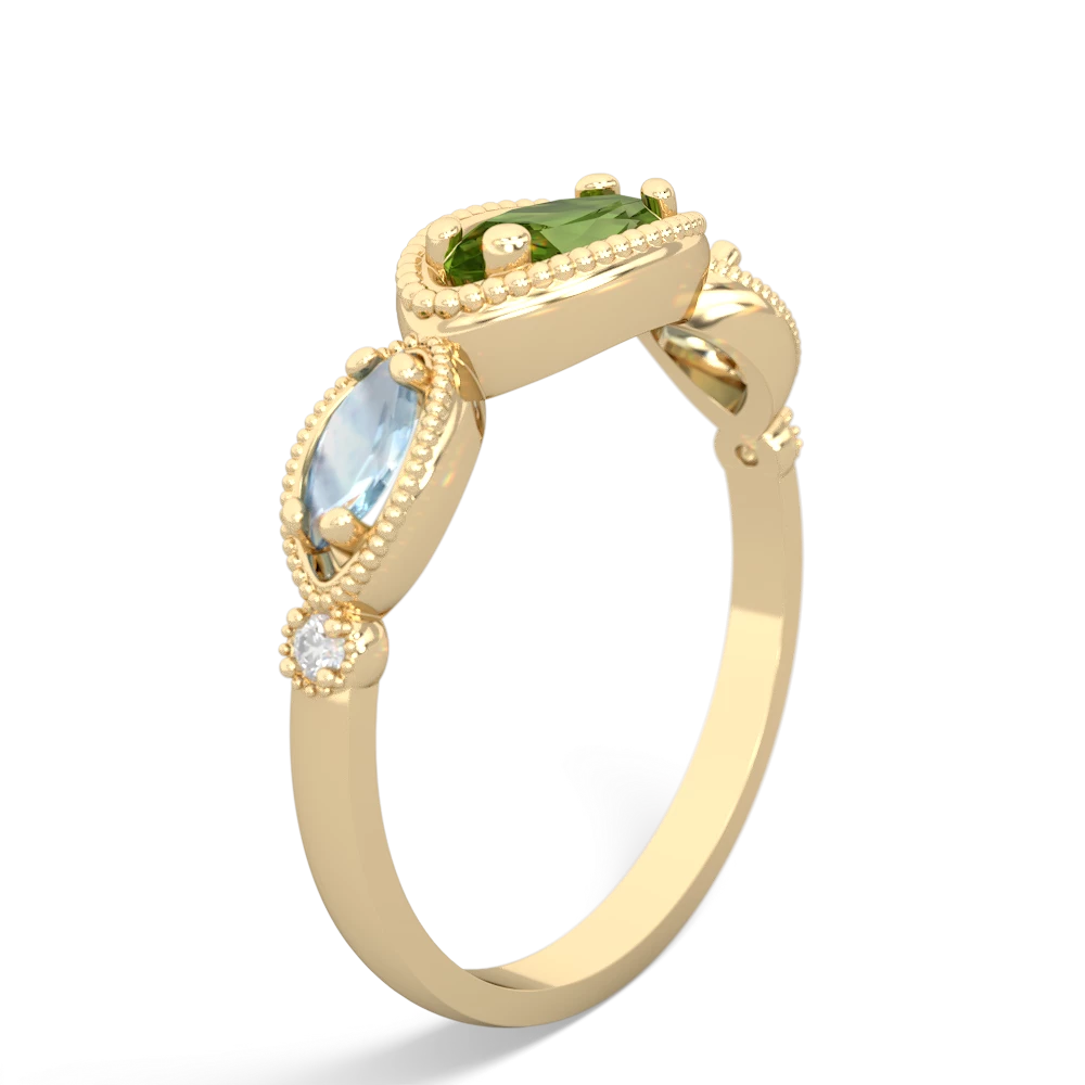 Peridot Milgrain Marquise 14K Yellow Gold ring R5700