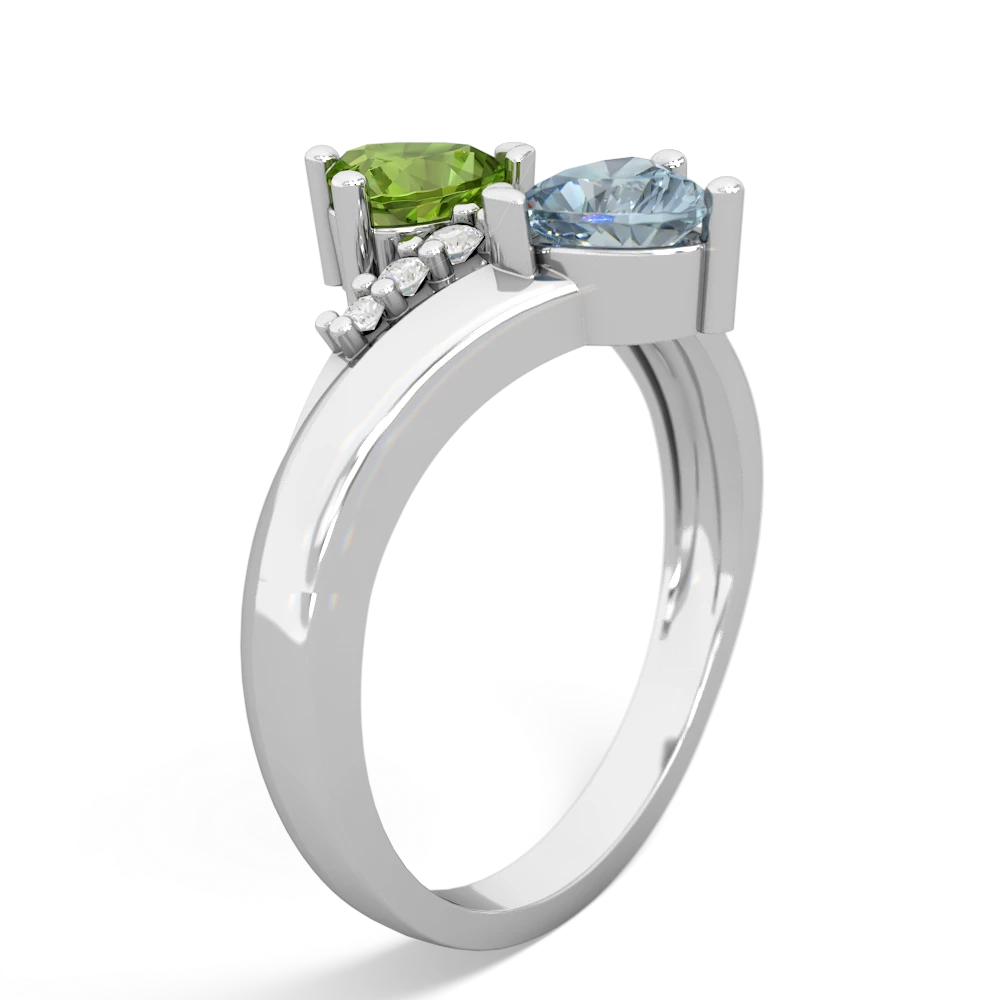 Peridot Heart To Heart 14K White Gold ring R2064