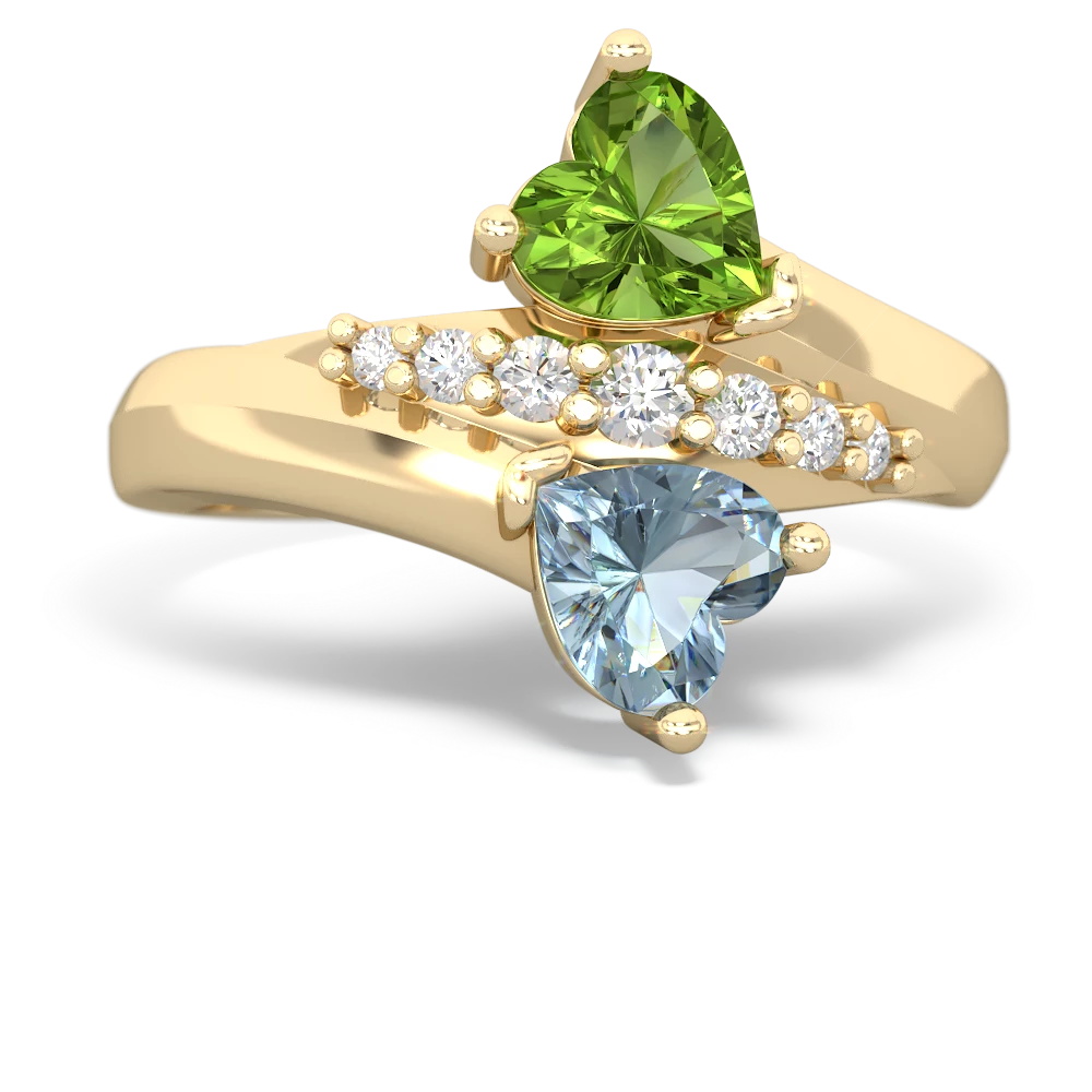 Peridot Heart To Heart 14K Yellow Gold ring R2064