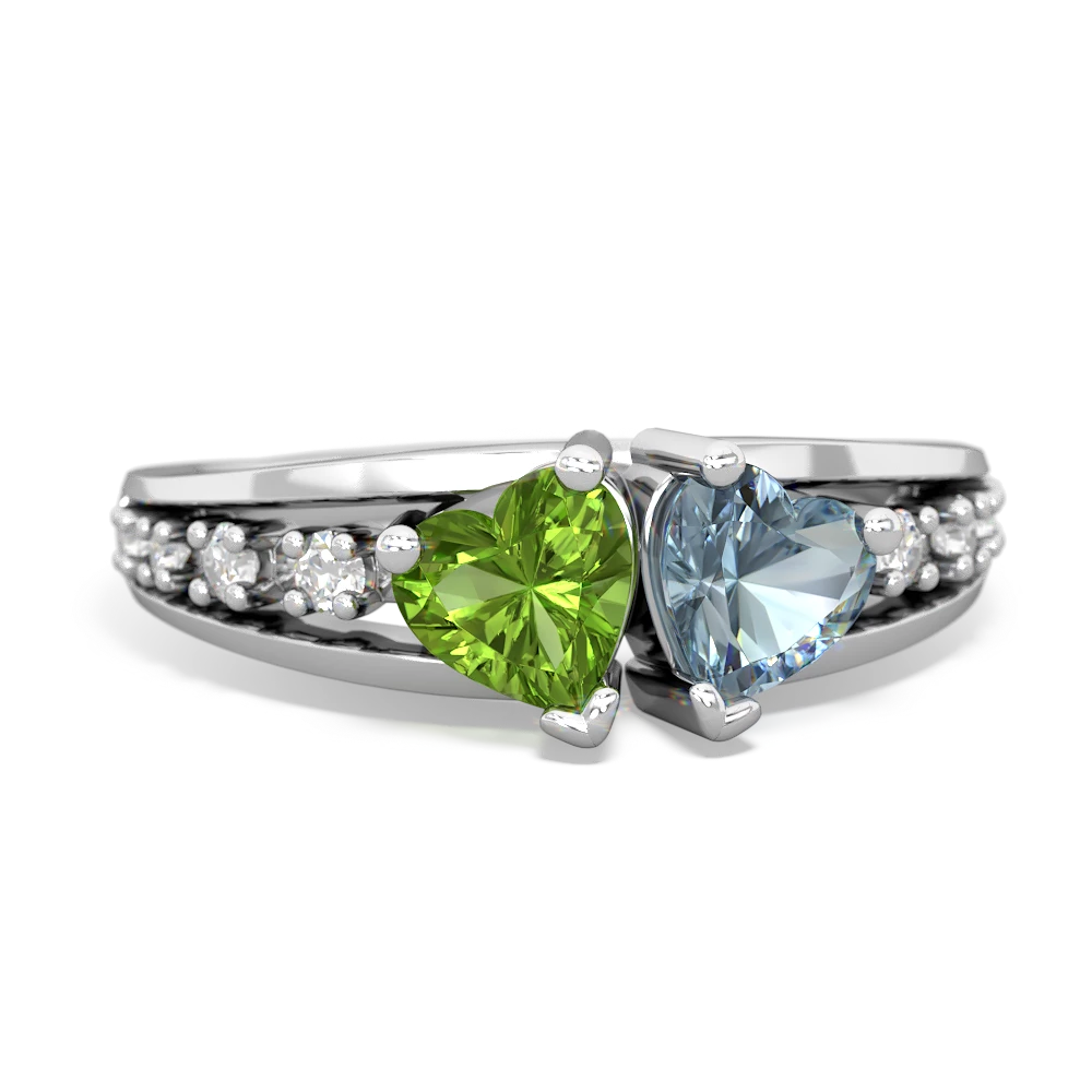 Peridot Heart To Heart 14K White Gold ring R3342