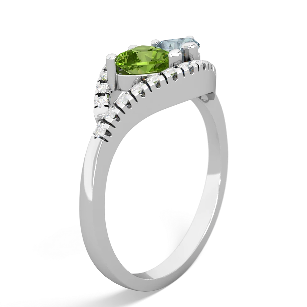 Peridot Mother And Child 14K White Gold ring R3010