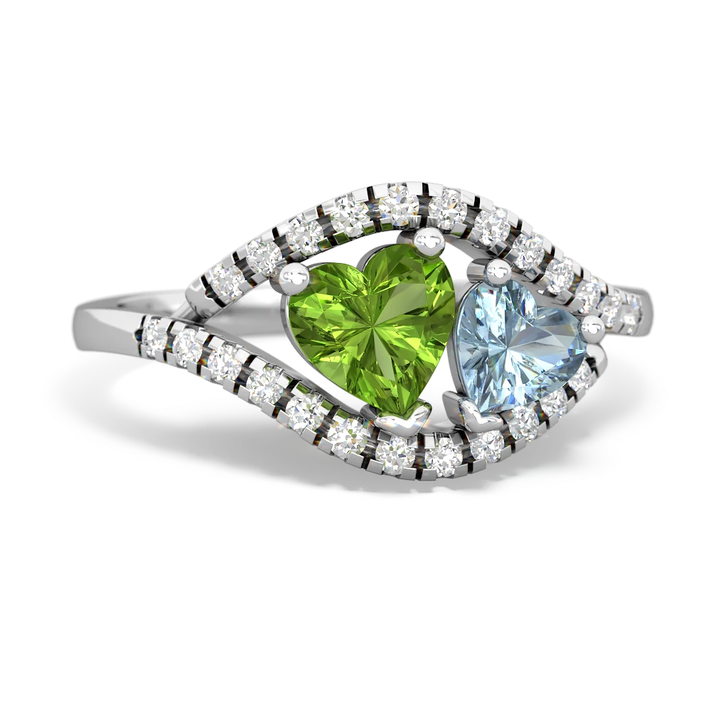 Peridot Mother And Child 14K White Gold ring R3010