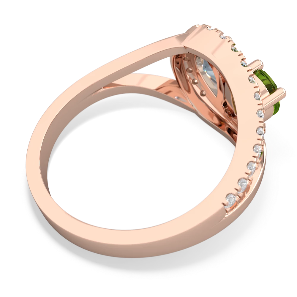 Peridot Nestled Heart Keepsake 14K Rose Gold ring R5650