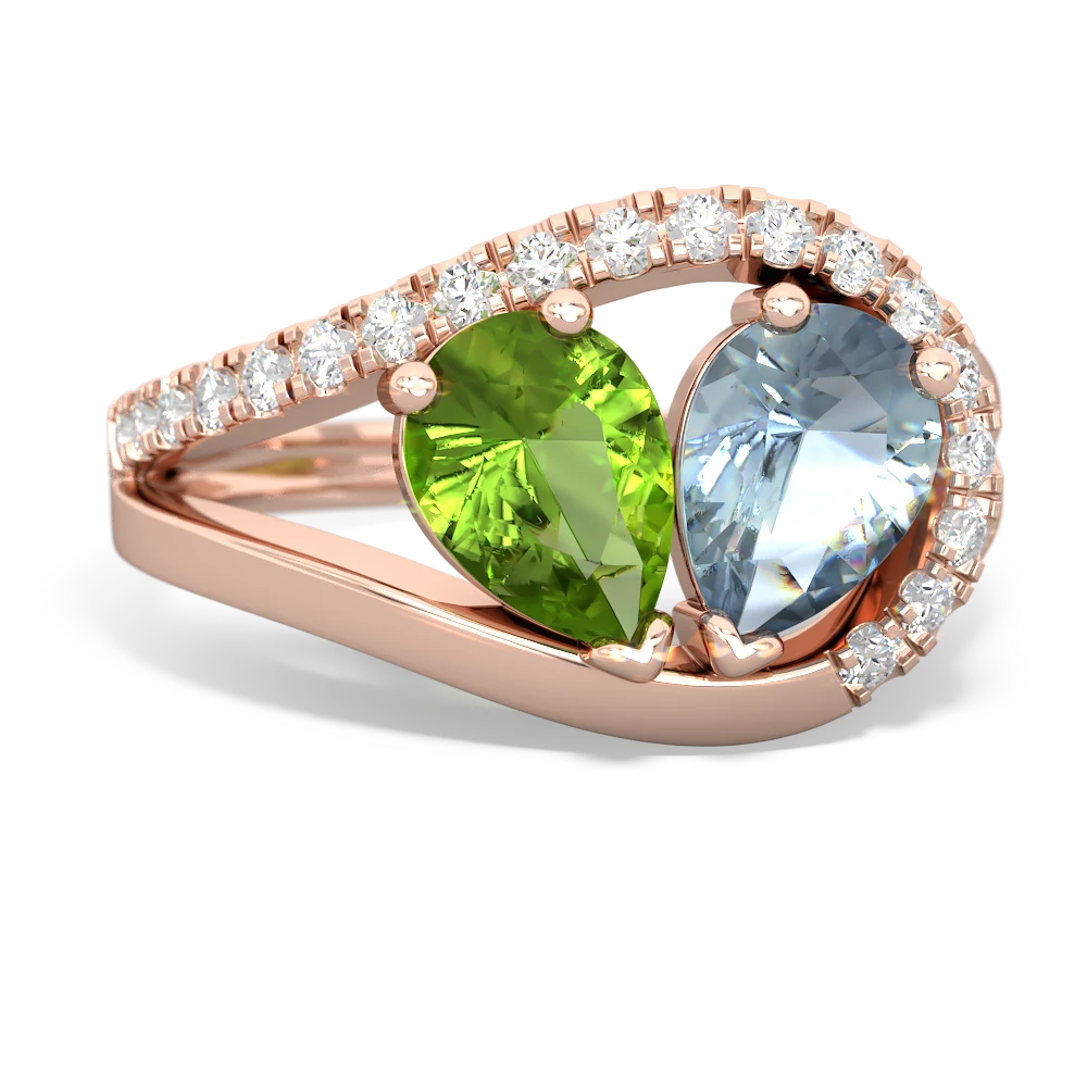 Peridot Nestled Heart Keepsake 14K Rose Gold ring R5650