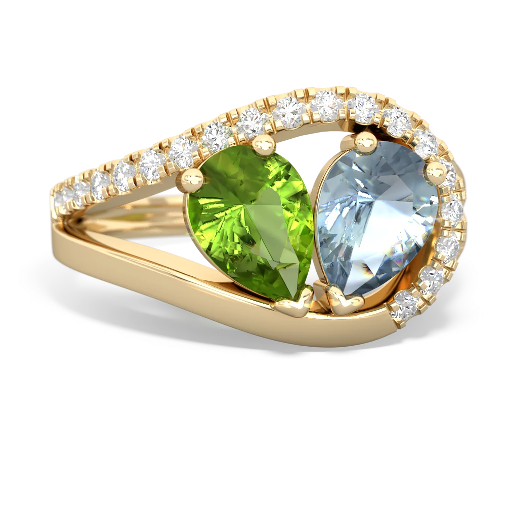 Peridot Nestled Heart Keepsake 14K Yellow Gold ring R5650