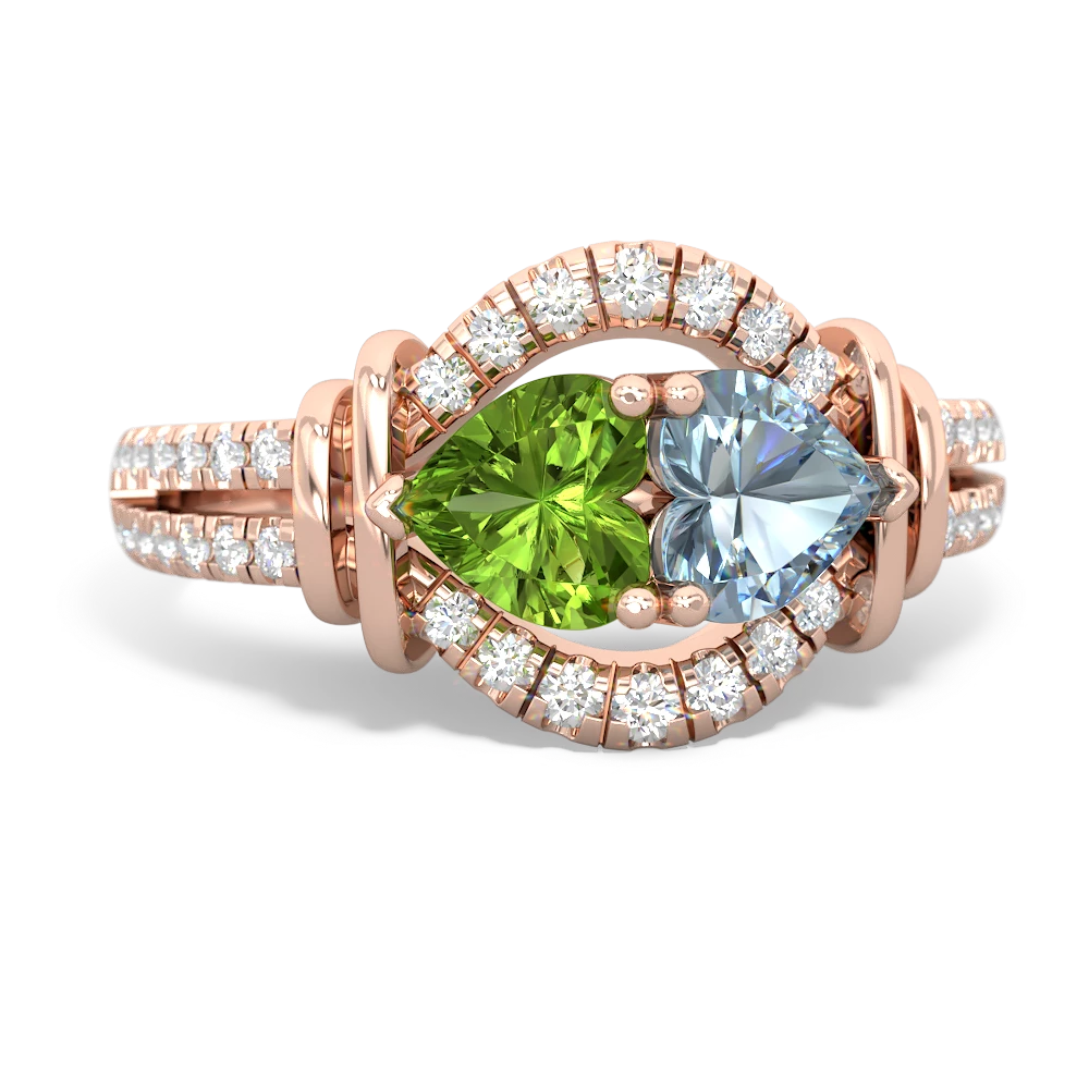 Peridot Art-Deco Keepsake 14K Rose Gold ring R5630