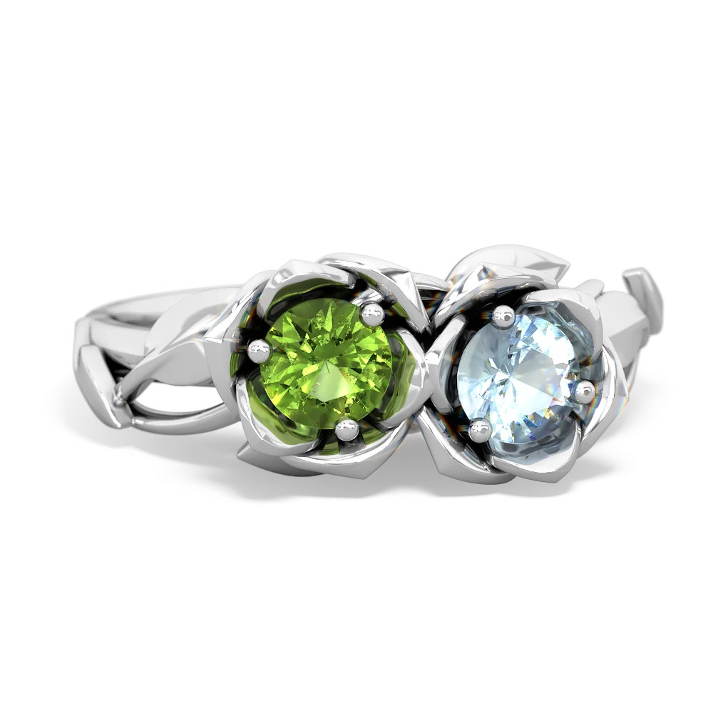 Peridot Rose Garden 14K White Gold ring R5510