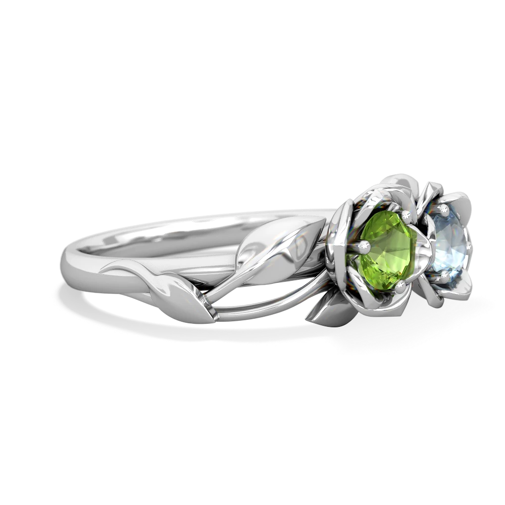 Peridot Rose Garden 14K White Gold ring R5510