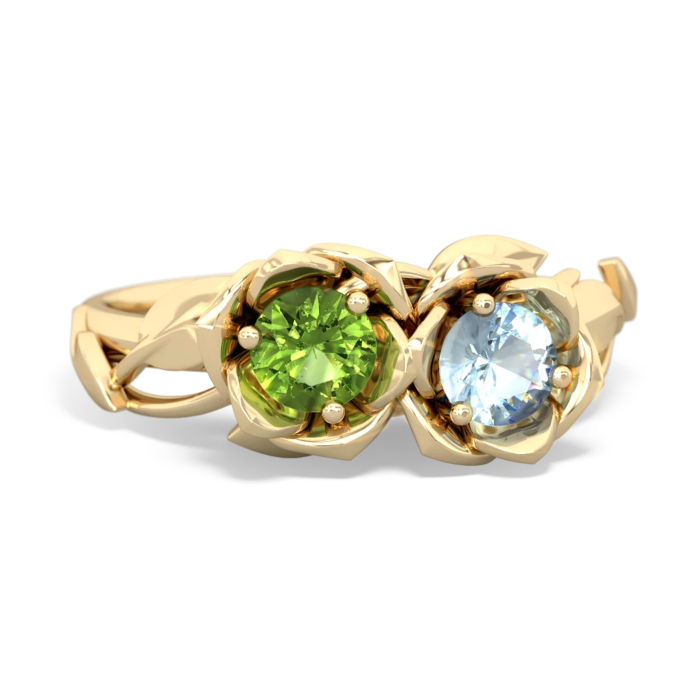 Peridot Rose Garden 14K Yellow Gold ring R5510