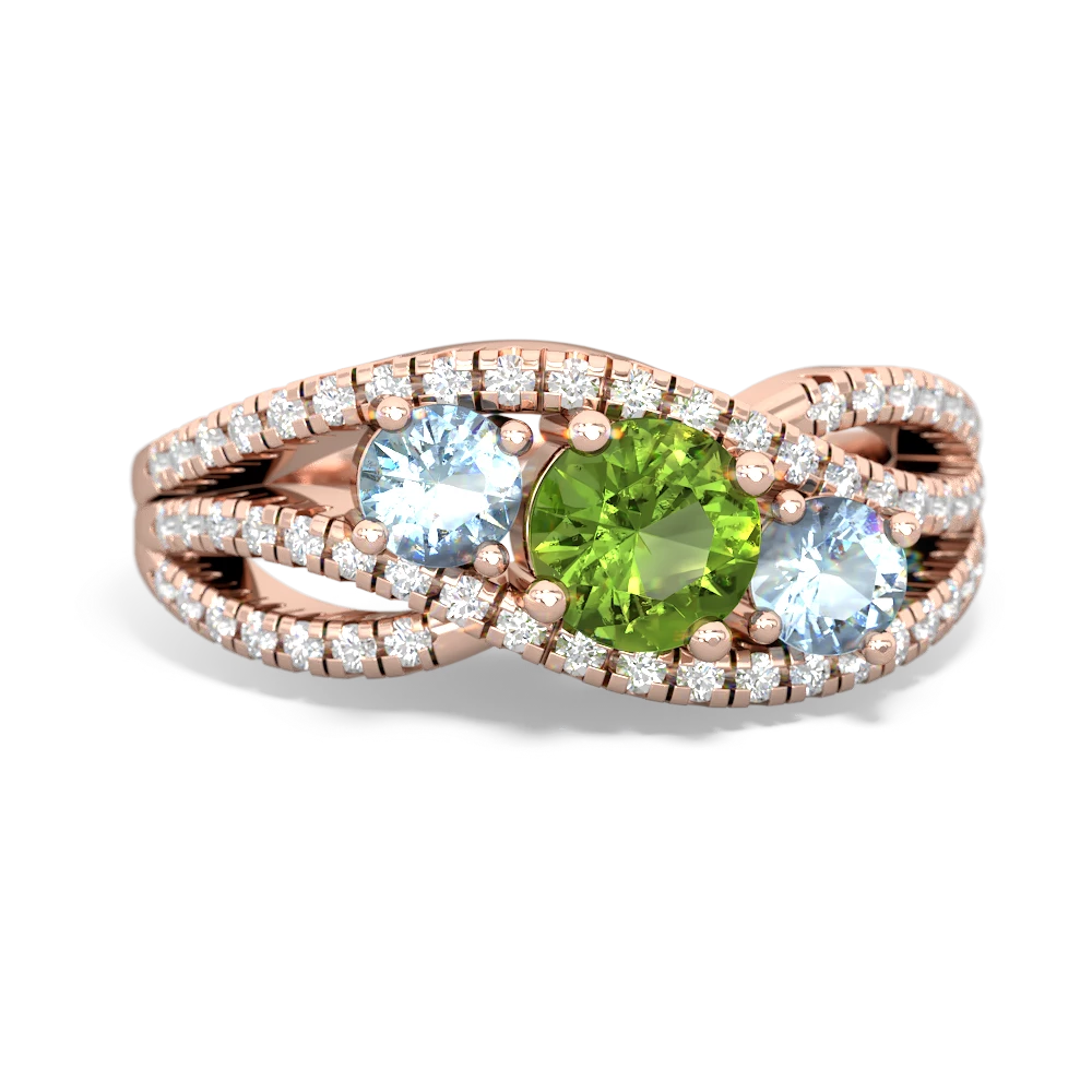 Peridot Three Stone Aurora 14K Rose Gold ring R3080