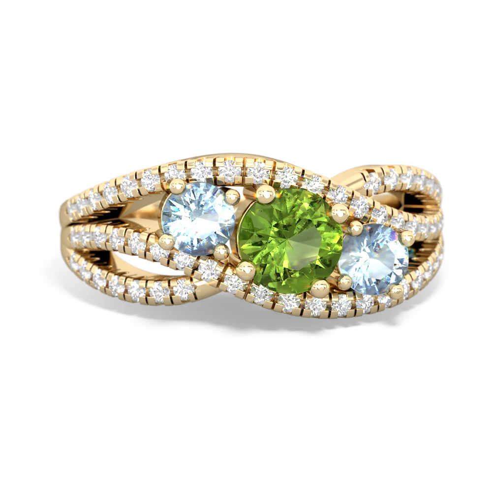 Peridot Three Stone Aurora 14K Yellow Gold ring R3080