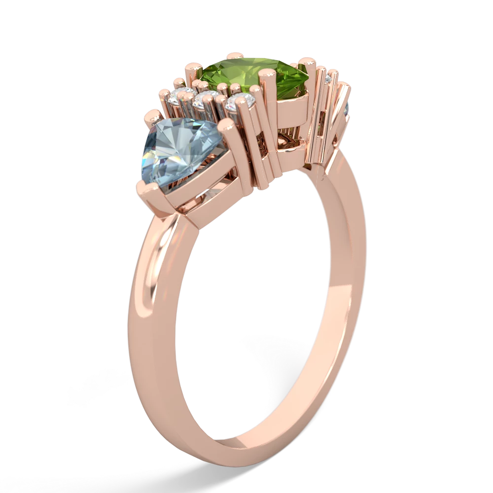 Peridot Antique Style Three Stone 14K Rose Gold ring R2186