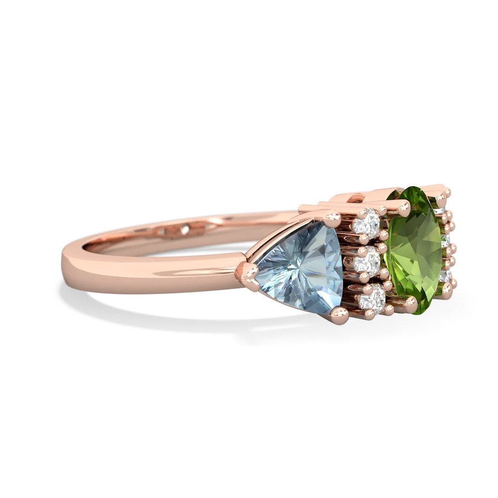 Peridot Antique Style Three Stone 14K Rose Gold ring R2186