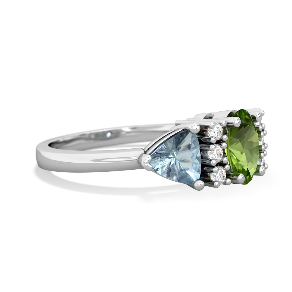 Peridot Antique Style Three Stone 14K White Gold ring R2186