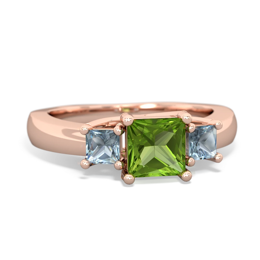 Peridot Three Stone Trellis 14K Rose Gold ring R4015