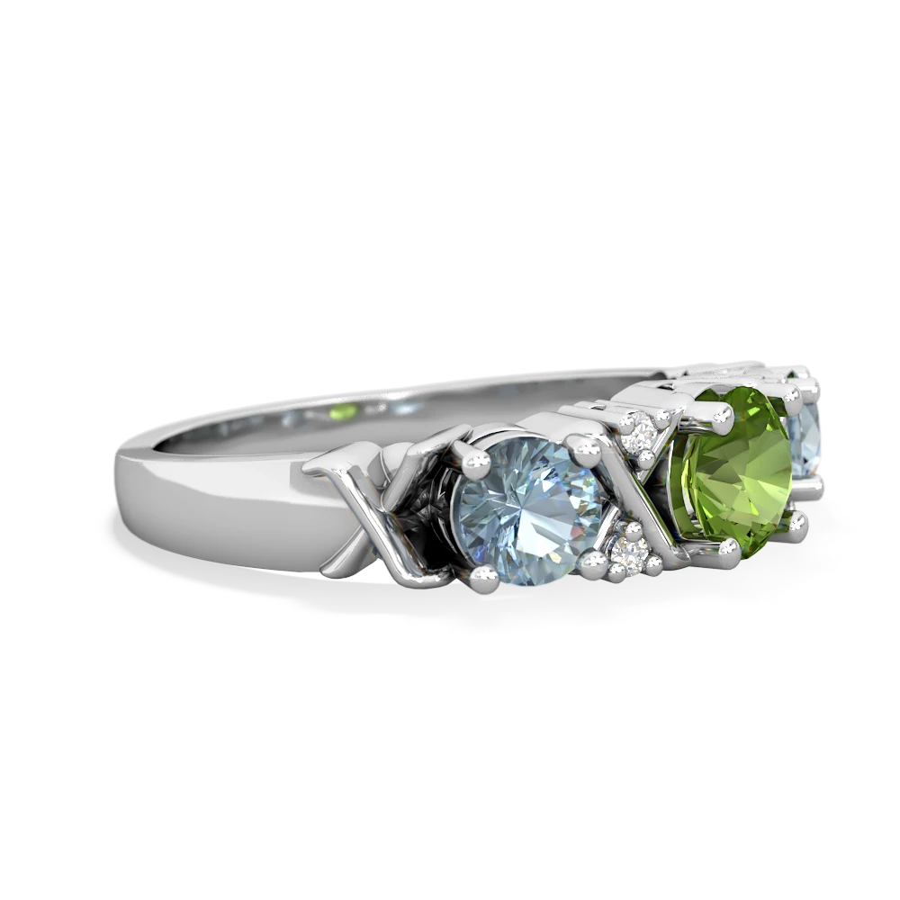 Peridot Hugs And Kisses 14K White Gold ring R5016