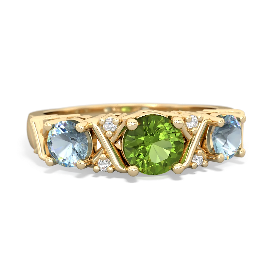 Peridot Hugs And Kisses 14K Yellow Gold ring R5016