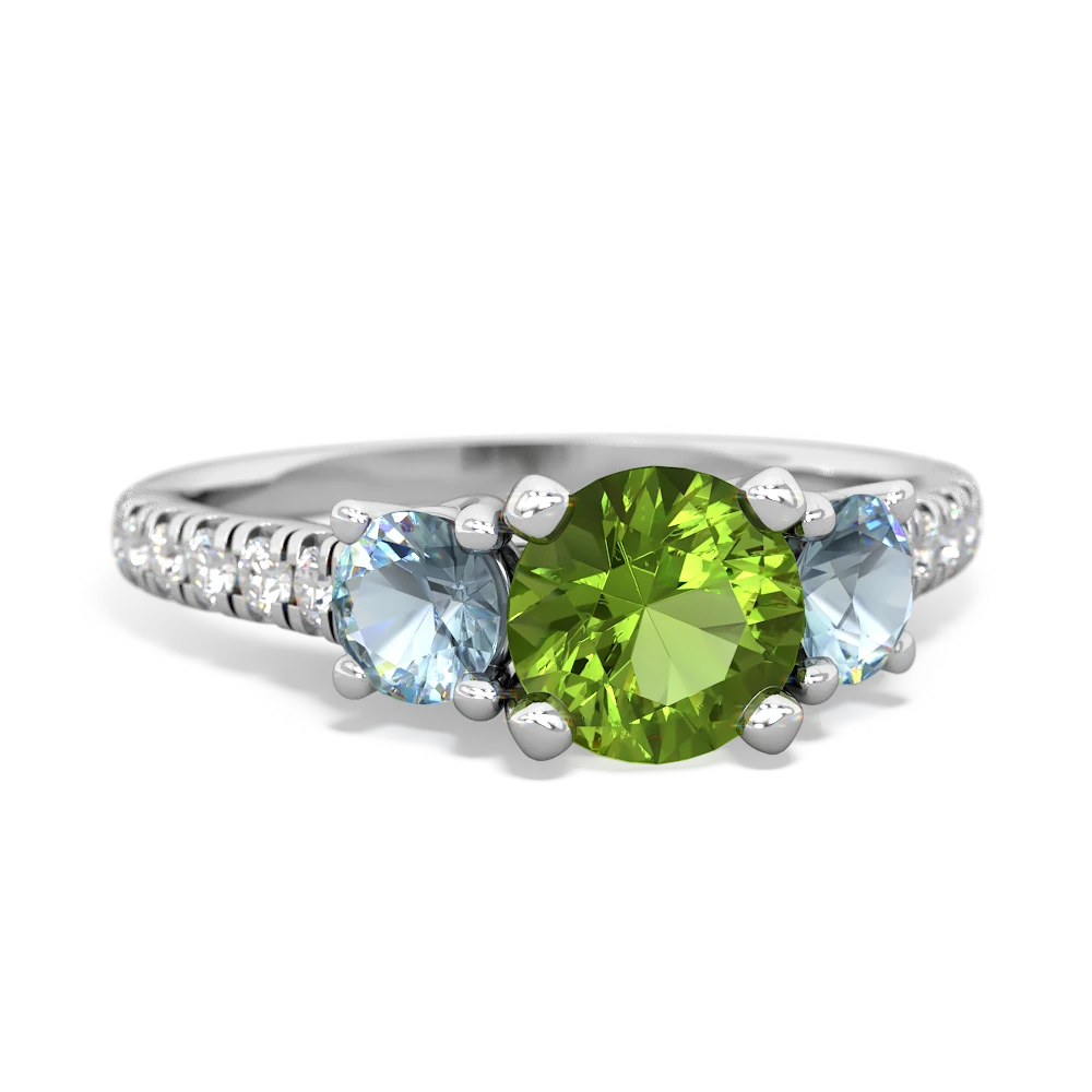 Peridot Pave Trellis 14K White Gold ring R5500