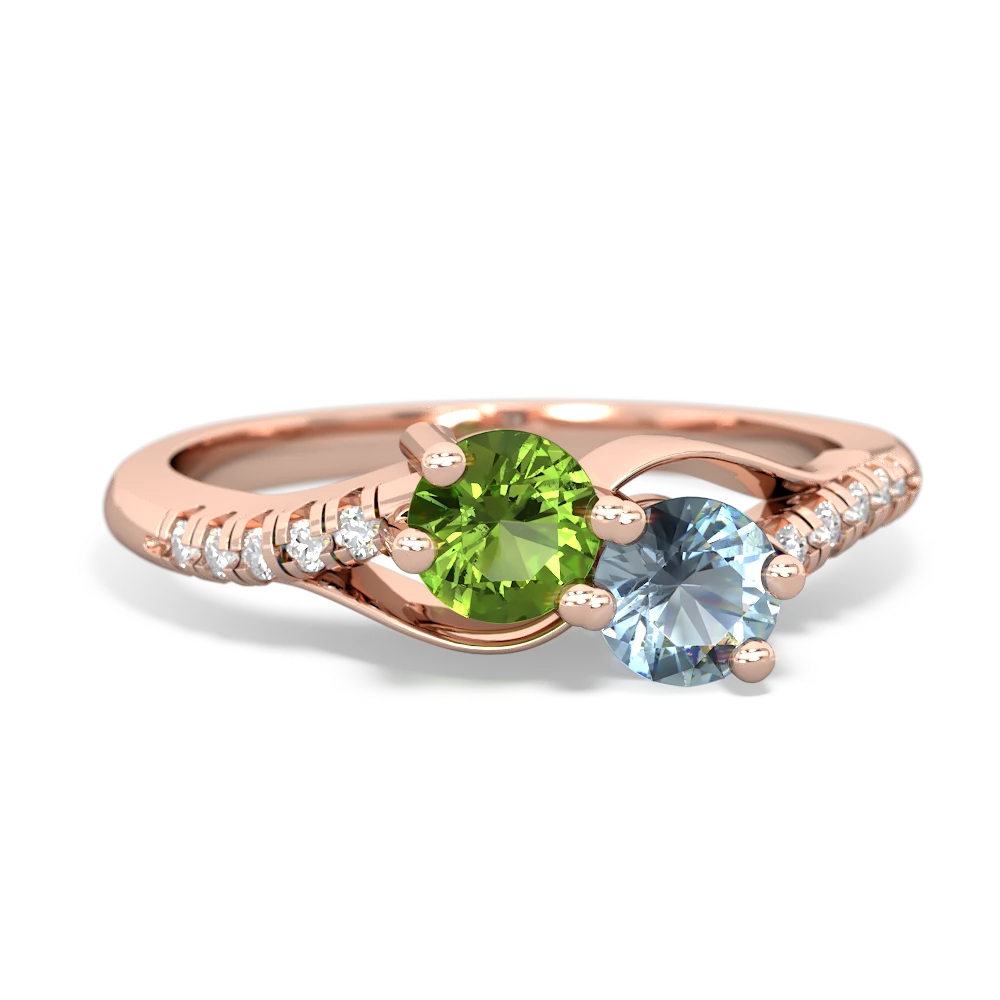 Peridot Infinity Pave Two Stone 14K Rose Gold ring R5285