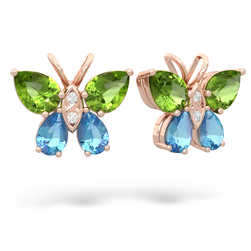 Peridot Butterfly 14K Rose Gold earrings E2215