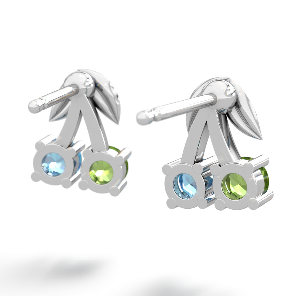 Peridot Sweet Cherries 14K White Gold earrings E7001