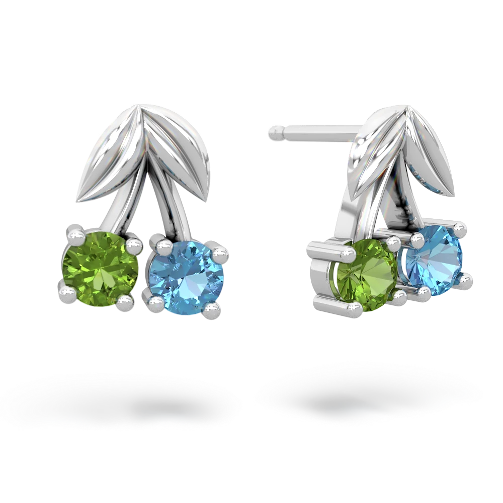 Peridot Sweet Cherries 14K White Gold earrings E7001