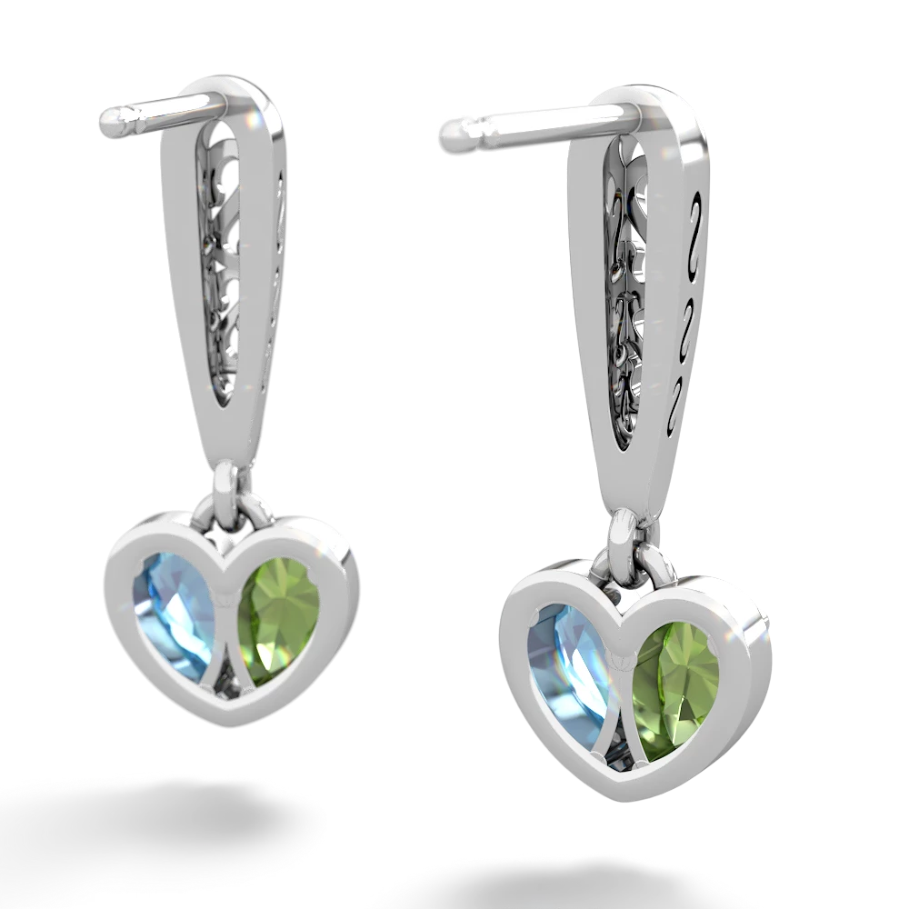 Peridot Filligree Heart 14K White Gold earrings E5070