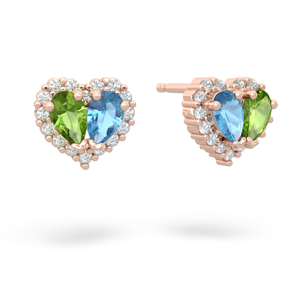 Peridot Halo 14K Rose Gold earrings E7008