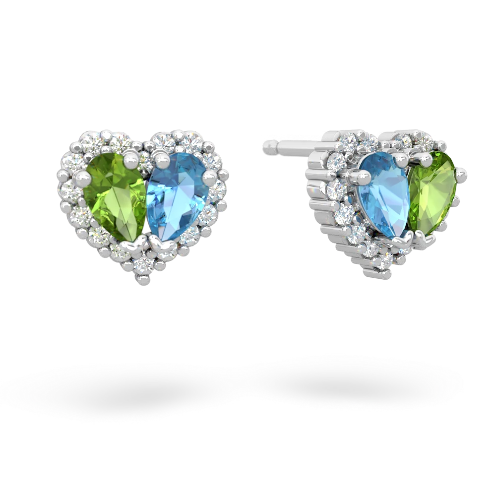 Peridot Halo 14K White Gold earrings E7008