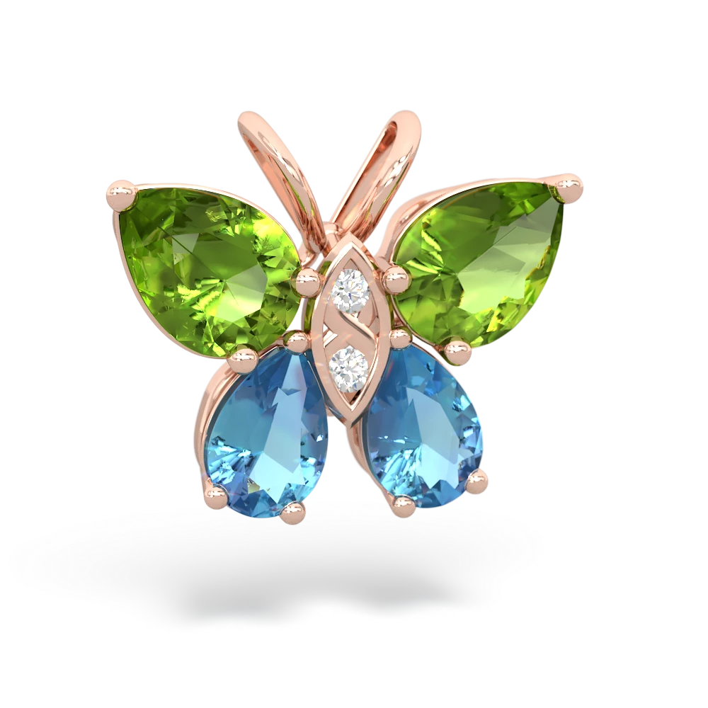 Peridot Butterfly 14K Rose Gold pendant P2215